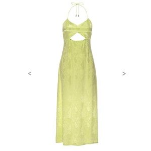 AFRM Radish Dress in Lime Green Snake Jacquard